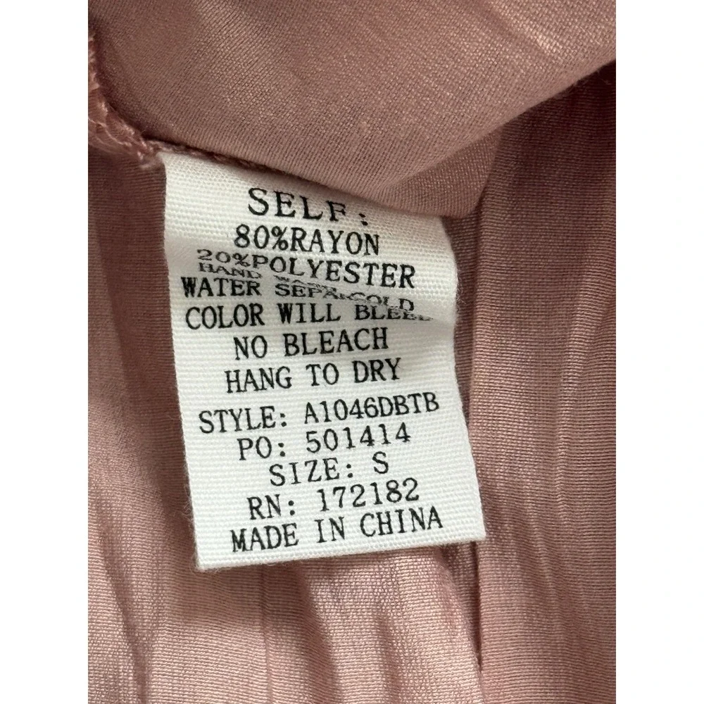 NWT BALTIC BORN Agatha Maxi Dress Womens Small Mauve Tie Front Smocked Tiered - Picture 5 of 6